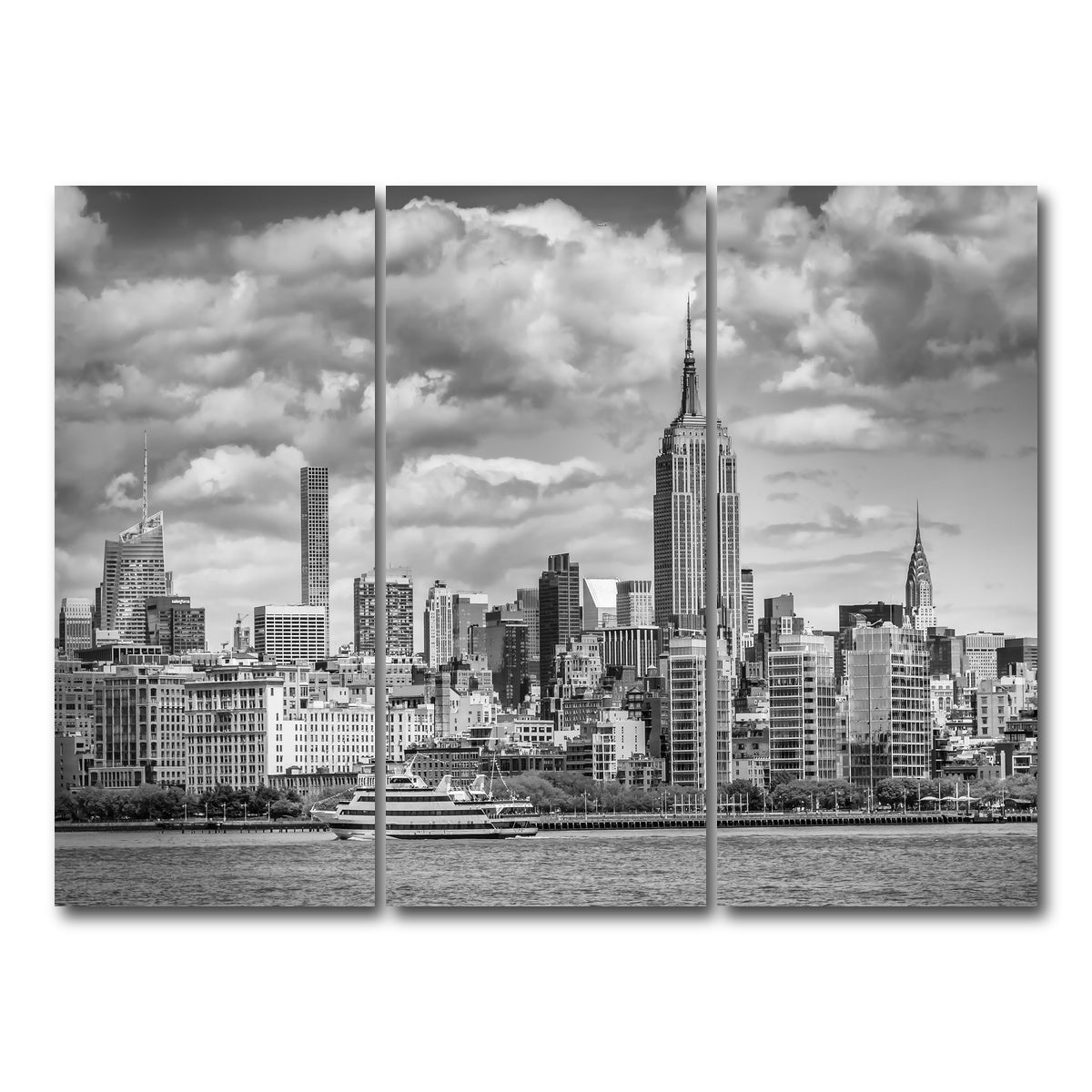 AUTO-MOCKUP WHITE | MIDTOWN MANHATTAN Monochrome | 3 Piece | Gallery Wrap Canvas | group=8x18