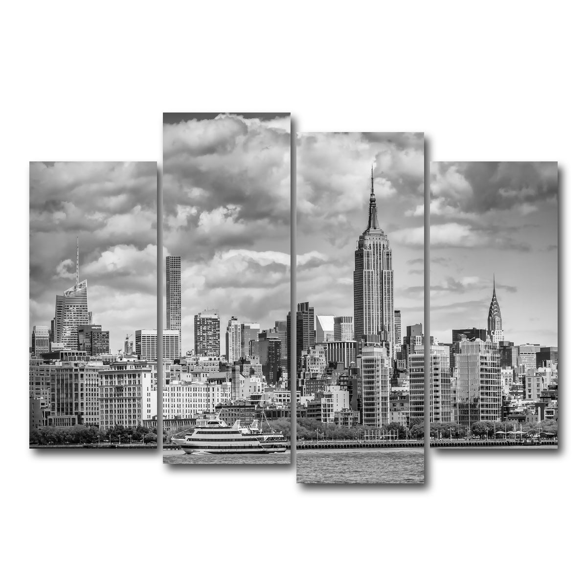 AUTO-MOCKUP WHITE | MIDTOWN MANHATTAN Monochrome | 4 Piece | Gallery Wrap Canvas | group=4_normal