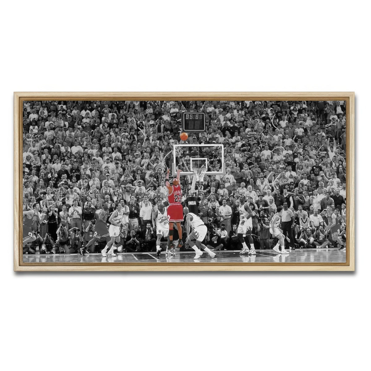 AUTO-MOCKUP WHITE | MJ '98 FINALS GAME WINNER | 1 Piece | Natural Framed Canvas | group=2x1