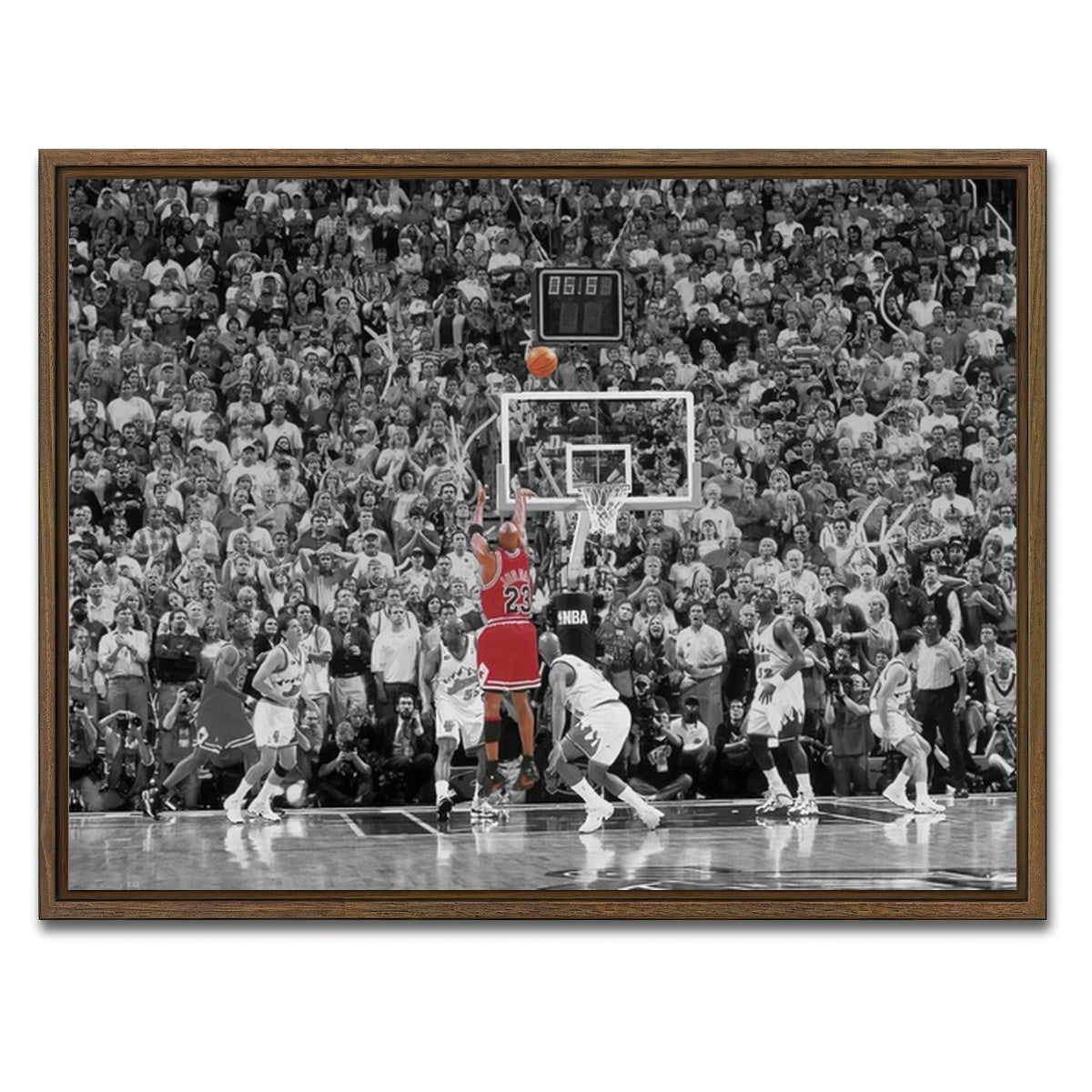 AUTO-MOCKUP WHITE | MJ '98 FINALS GAME WINNER | 1 Piece | Walnut Framed Canvas | group=4x3