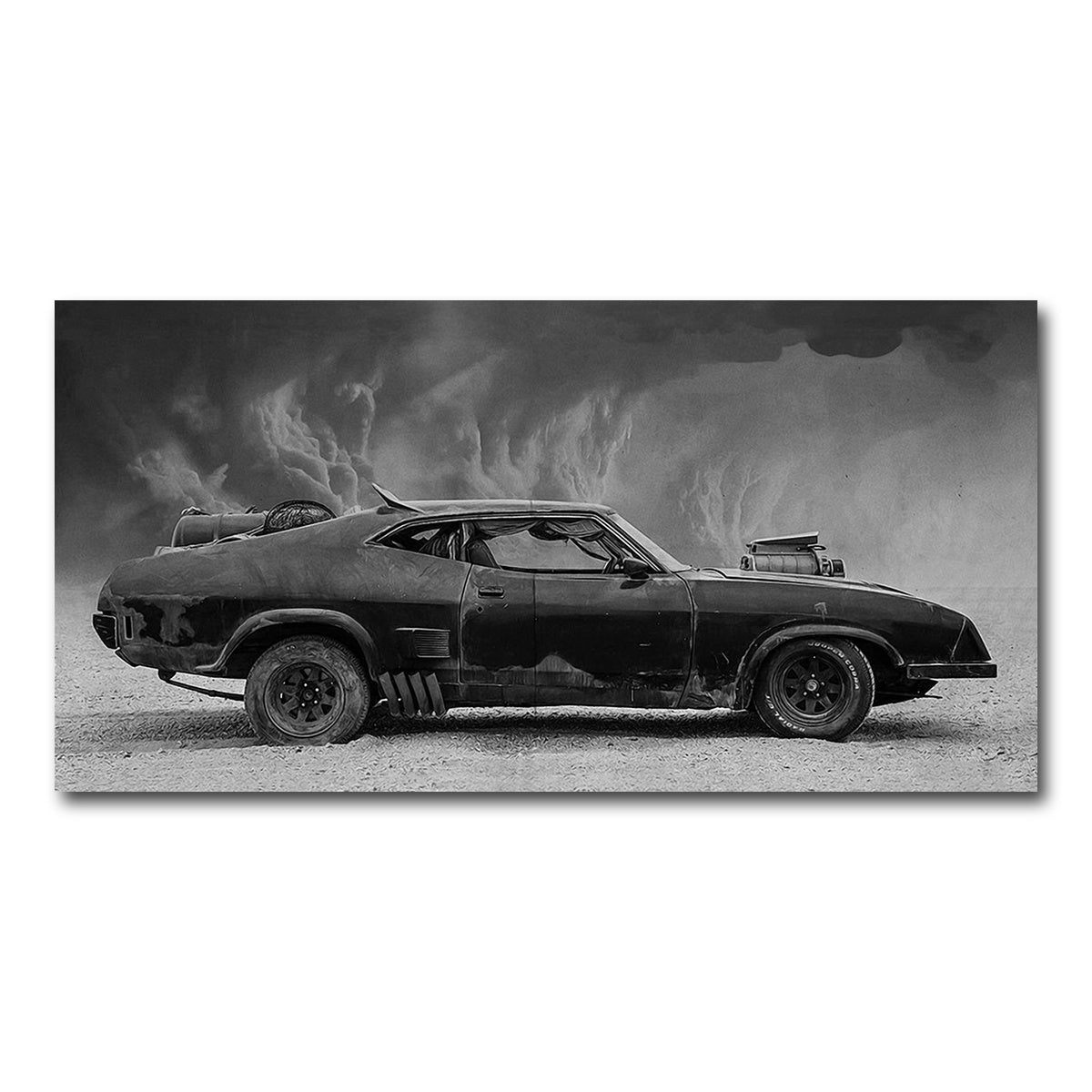AUTO-MOCKUP WHITE | Mad Max Interceptor Grayscale | 1 Piece | Gallery Wrap Canvas | group=2x1