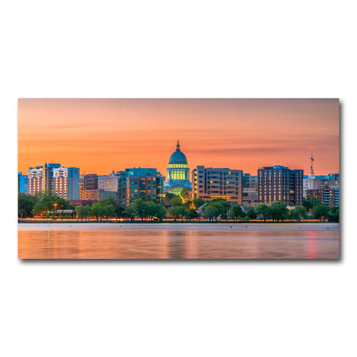 AUTO-MOCKUP WHITE | Madison Skyline At Dusk | 1 Piece | Gallery Wrap Canvas | group=2x1