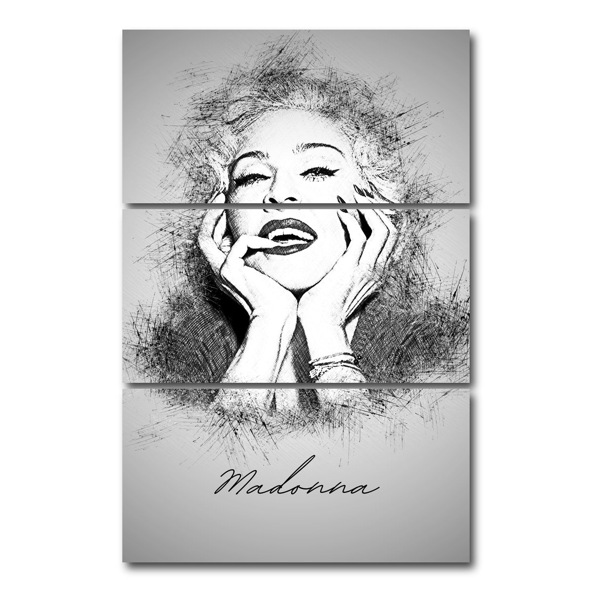 AUTO-MOCKUP WHITE | Madonna Sketch | 3 Piece | Gallery Wrap Canvas | group=12x24_stacked