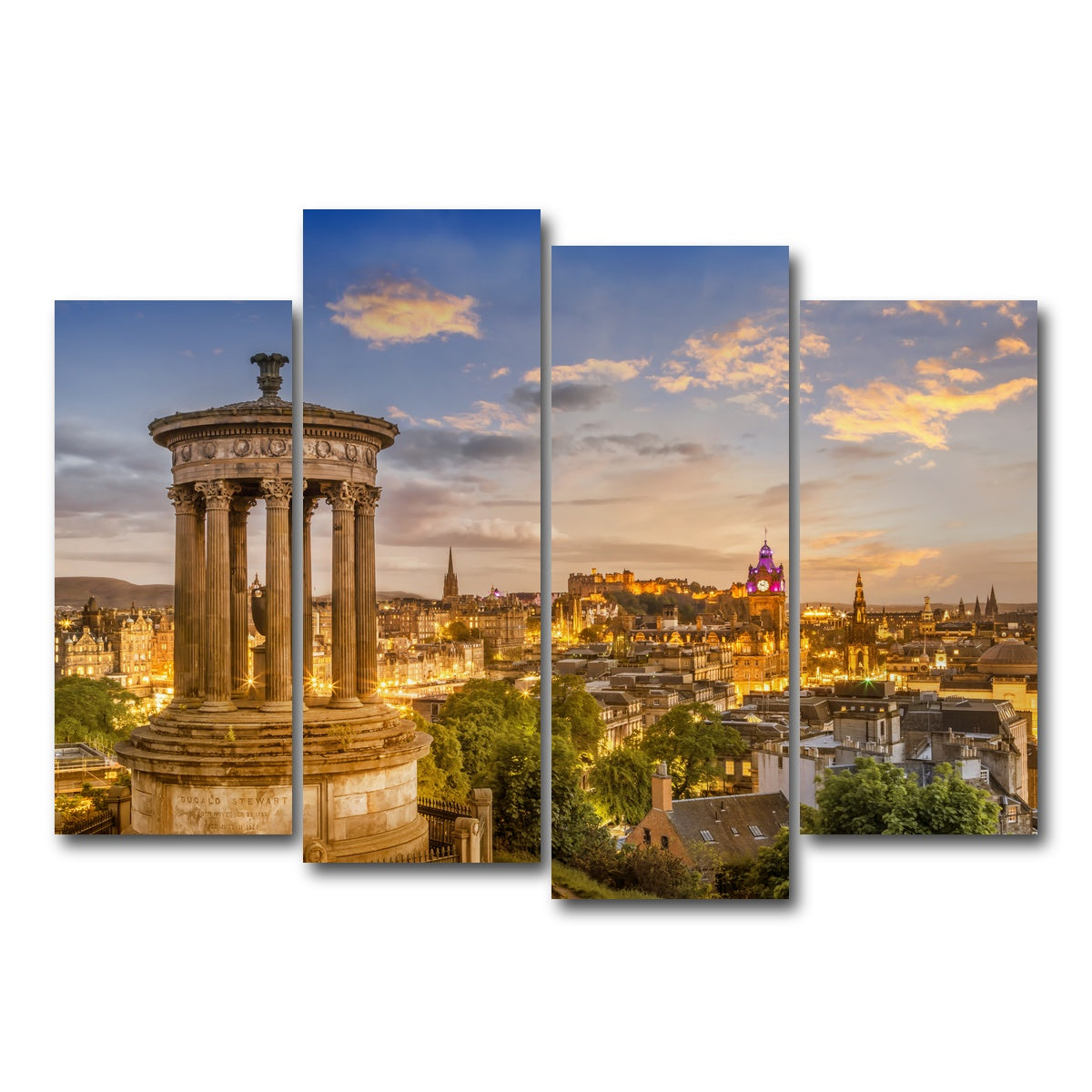 AUTO-MOCKUP WHITE | Magical sunset over Edinburgh | 4 Piece | Gallery Wrap Canvas | group=4_normal
