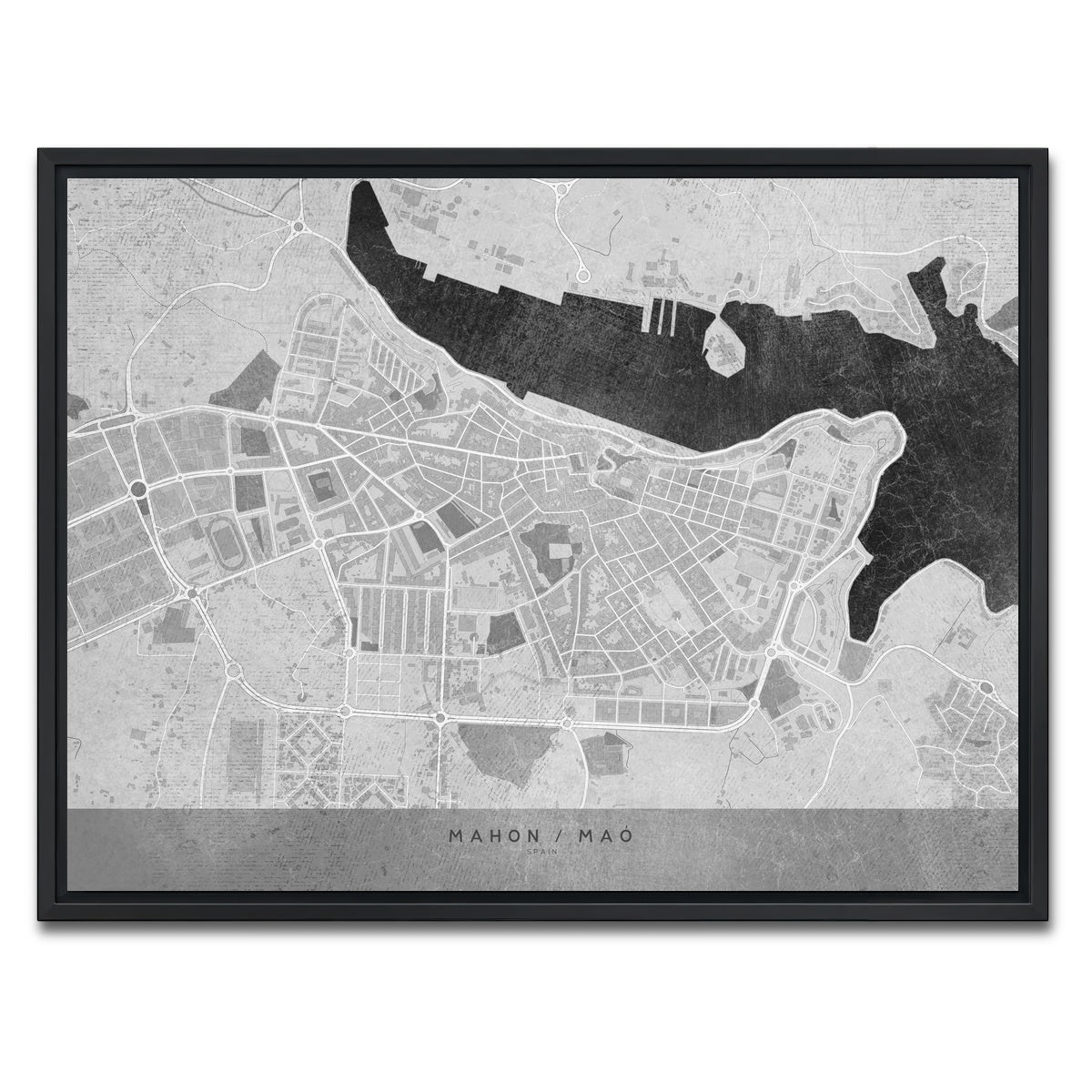 AUTO-MOCKUP WHITE | Mahon Map 2 | 1 Piece | Black Framed Canvas | group=4x3
