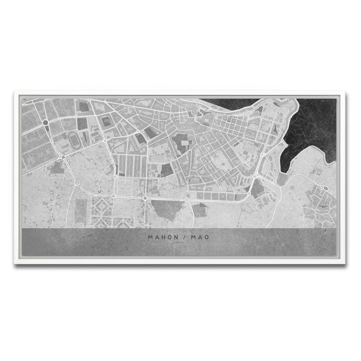 AUTO-MOCKUP WHITE | Mahon Map 2 | 1 Piece | White Framed Canvas | group=2x1