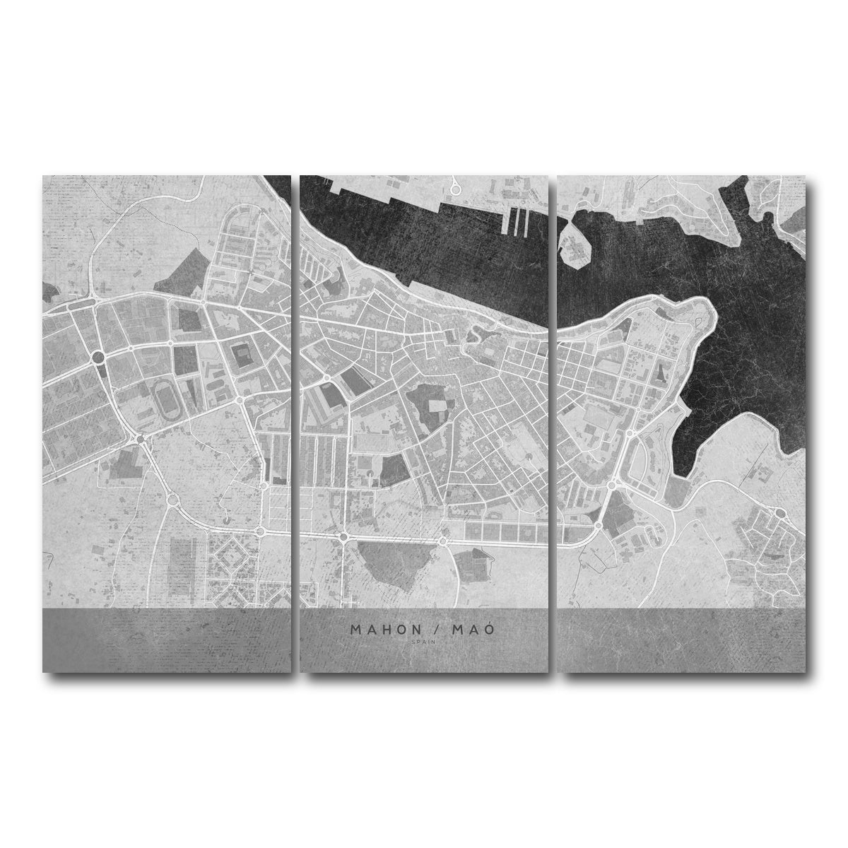 AUTO-MOCKUP WHITE | Mahon Map 2 | 3 Piece | Gallery Wrap Canvas | group=12x24