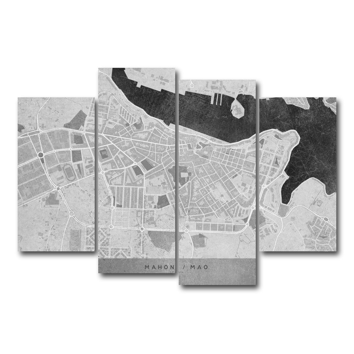 AUTO-MOCKUP WHITE | Mahon Map 2 | 4 Piece | Gallery Wrap Canvas | group=4_short