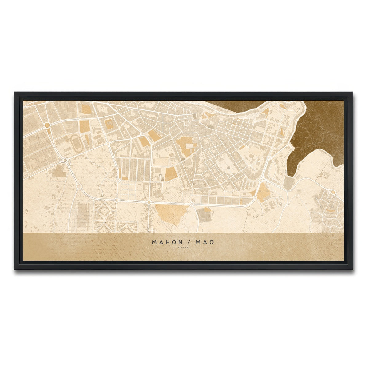 AUTO-MOCKUP WHITE | Mahon Map | 1 Piece | Black Framed Canvas | group=2x1