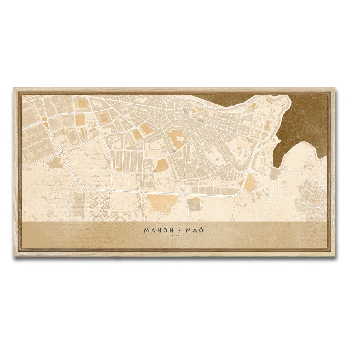 AUTO-MOCKUP WHITE | Mahon Map | 1 Piece | Natural Framed Canvas | group=2x1