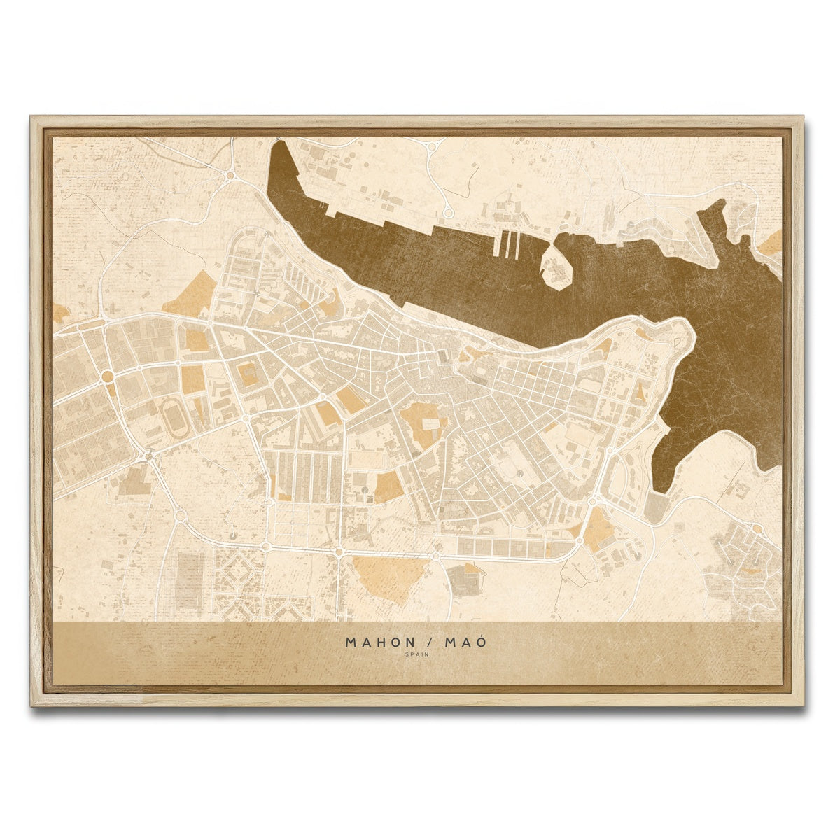 AUTO-MOCKUP WHITE | Mahon Map | 1 Piece | Natural Framed Canvas | group=4x3