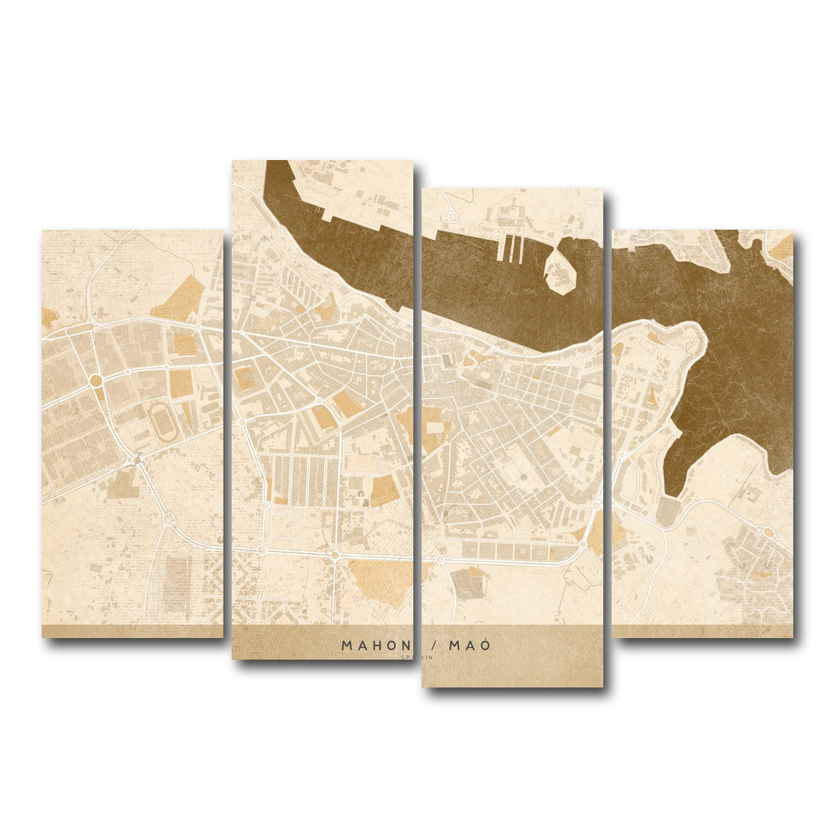 AUTO-MOCKUP WHITE | Mahon Map | 4 Piece | Gallery Wrap Canvas | group=4_normal