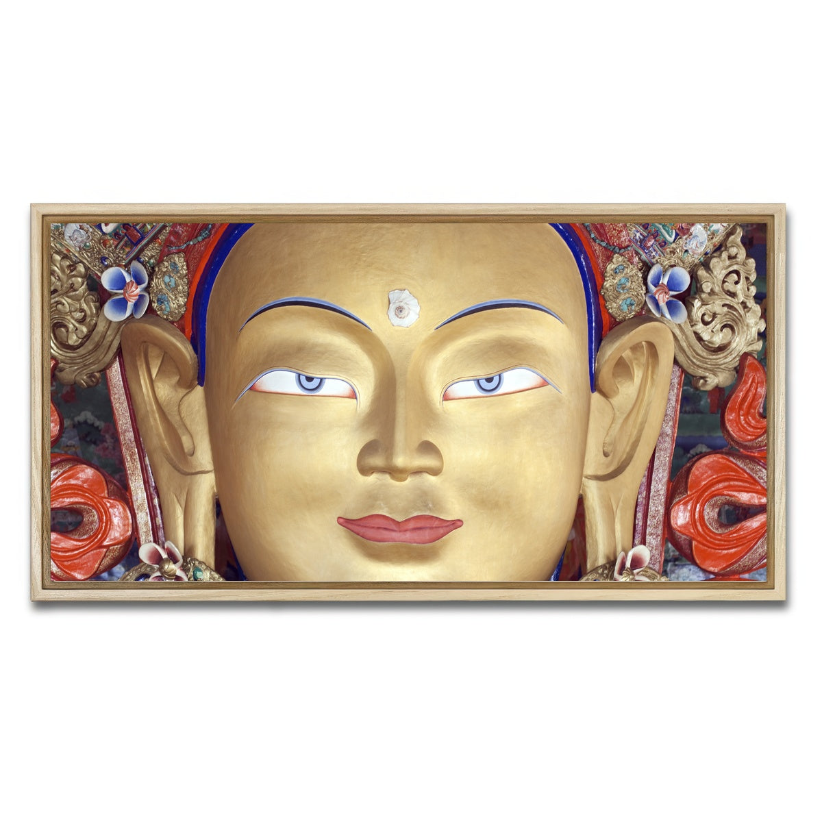 AUTO-MOCKUP WHITE | Maitreya Buddha statue | 1 Piece | Natural Framed Canvas | group=2x1