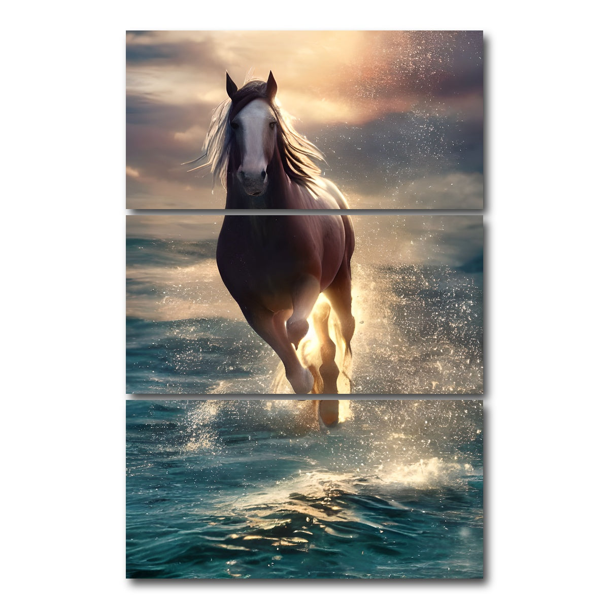 AUTO-MOCKUP WHITE | Majestic Horse | 3 Piece | Gallery Wrap Canvas | group=12x24_stacked