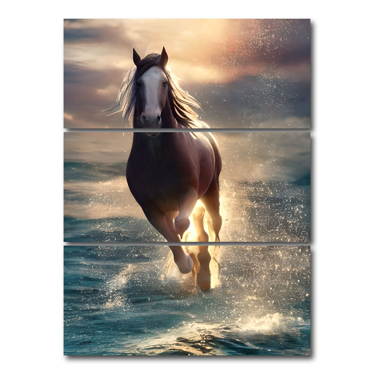 AUTO-MOCKUP WHITE | Majestic Horse | 3 Piece | Gallery Wrap Canvas | group=8x18_stacked