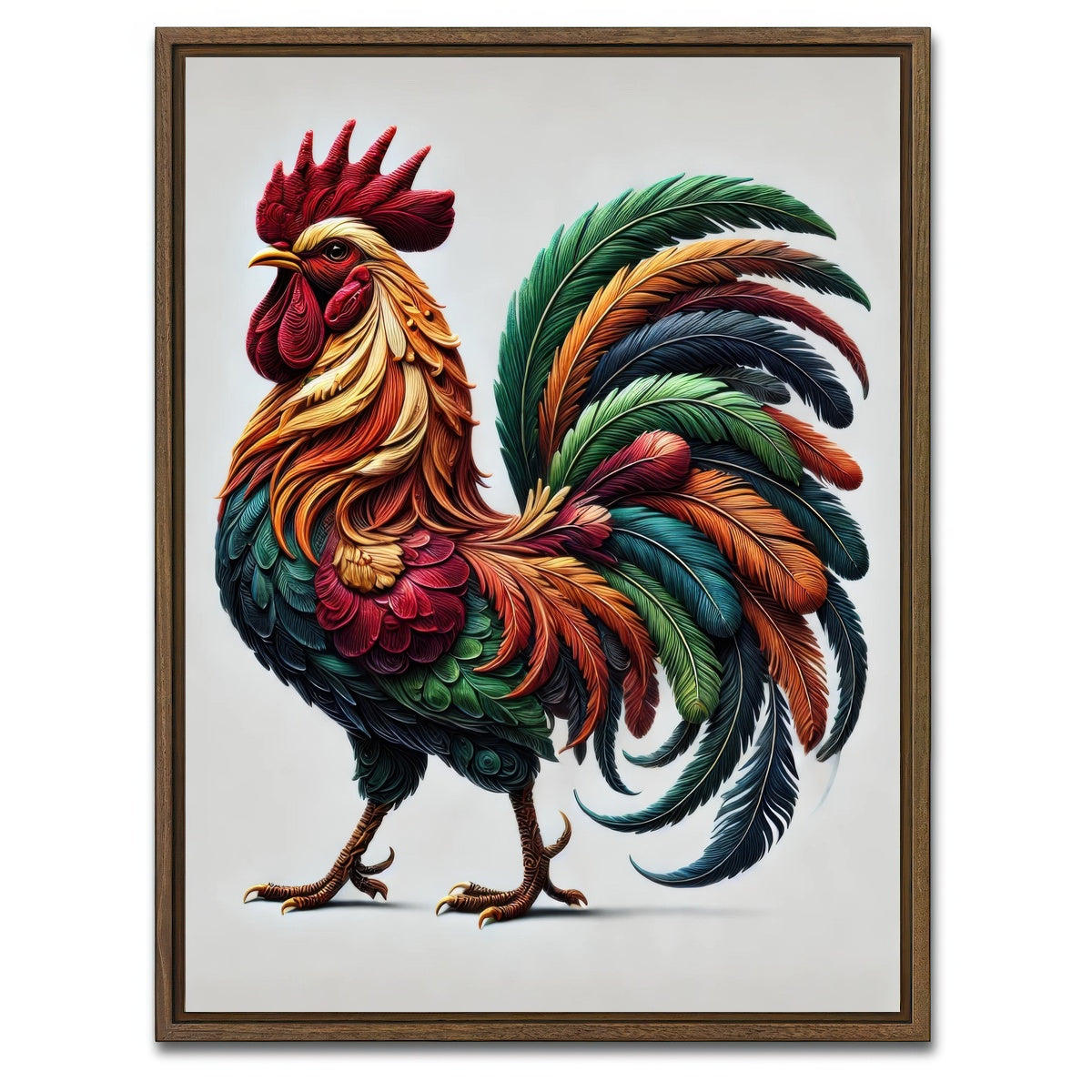 AUTO-MOCKUP WHITE | Majestic Rooster | 1 Piece | Walnut Framed Canvas | group=3x4