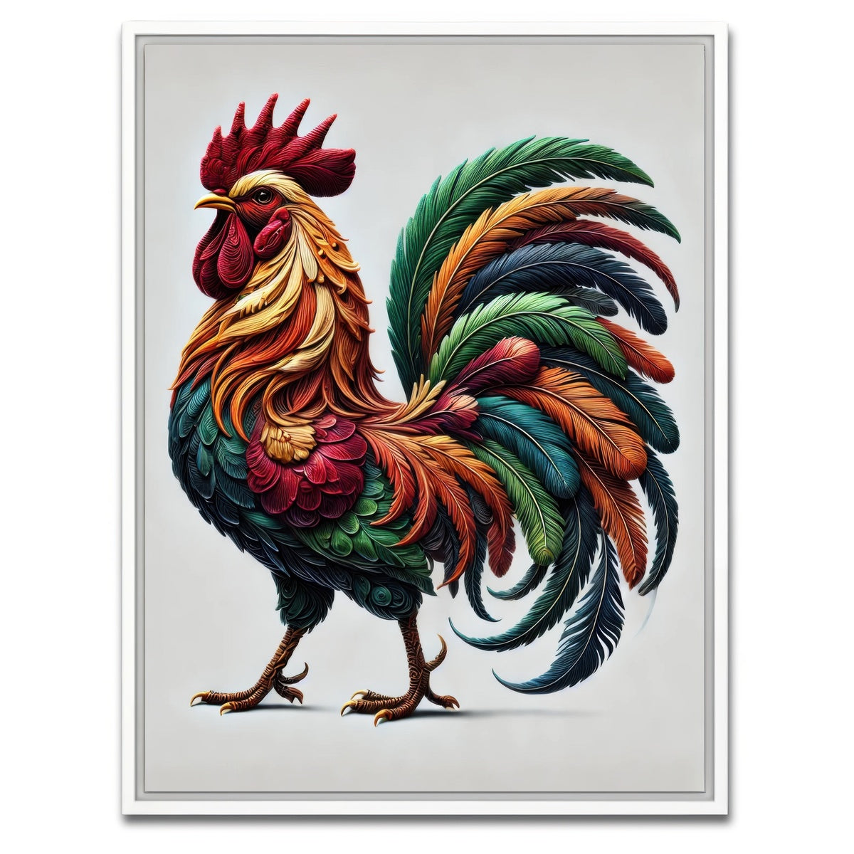 AUTO-MOCKUP WHITE | Majestic Rooster | 1 Piece | White Framed Canvas | group=3x4