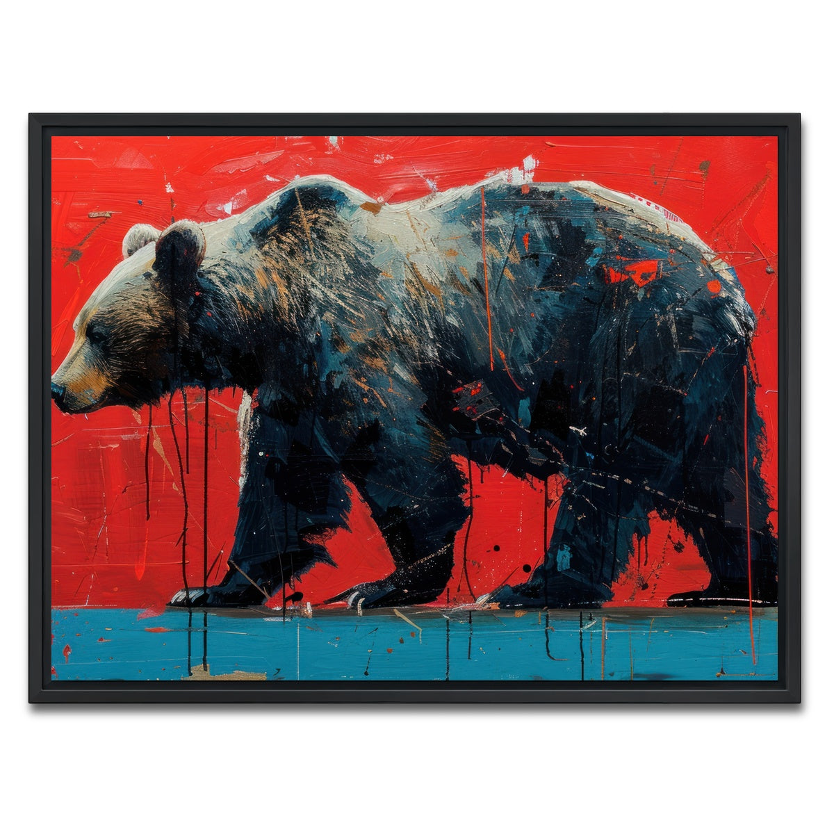 AUTO-MOCKUP WHITE | Majestic grizzly bear painting | 1 Piece | Black Framed Canvas | group=4x3