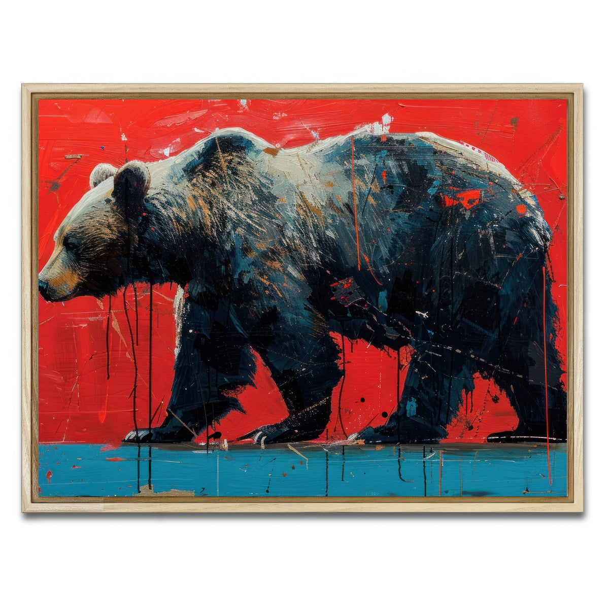 AUTO-MOCKUP WHITE | Majestic grizzly bear painting | 1 Piece | Natural Framed Canvas | group=4x3