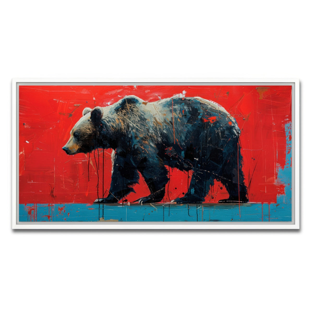 AUTO-MOCKUP WHITE | Majestic grizzly bear painting | 1 Piece | White Framed Canvas | group=2x1