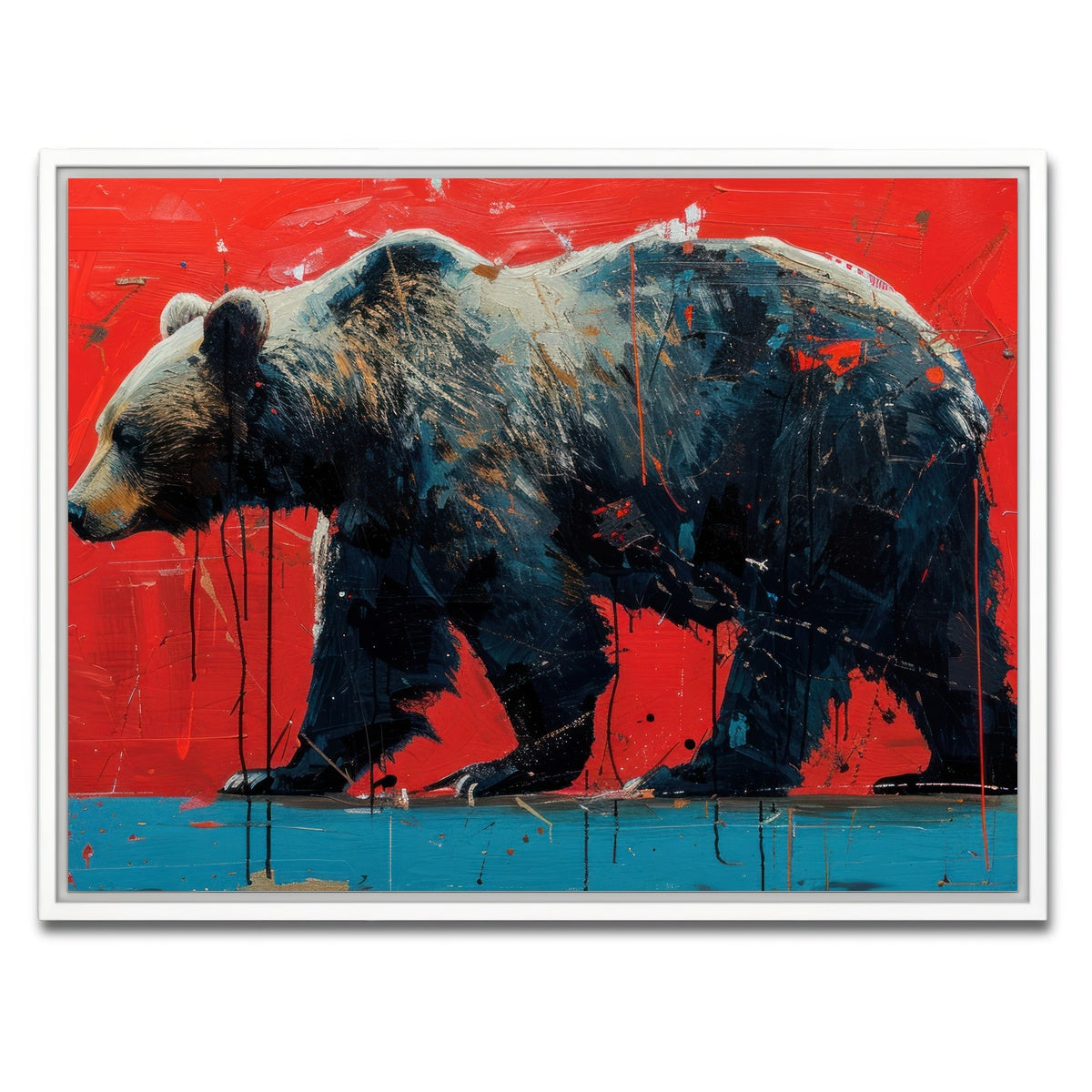 AUTO-MOCKUP WHITE | Majestic grizzly bear painting | 1 Piece | White Framed Canvas | group=4x3