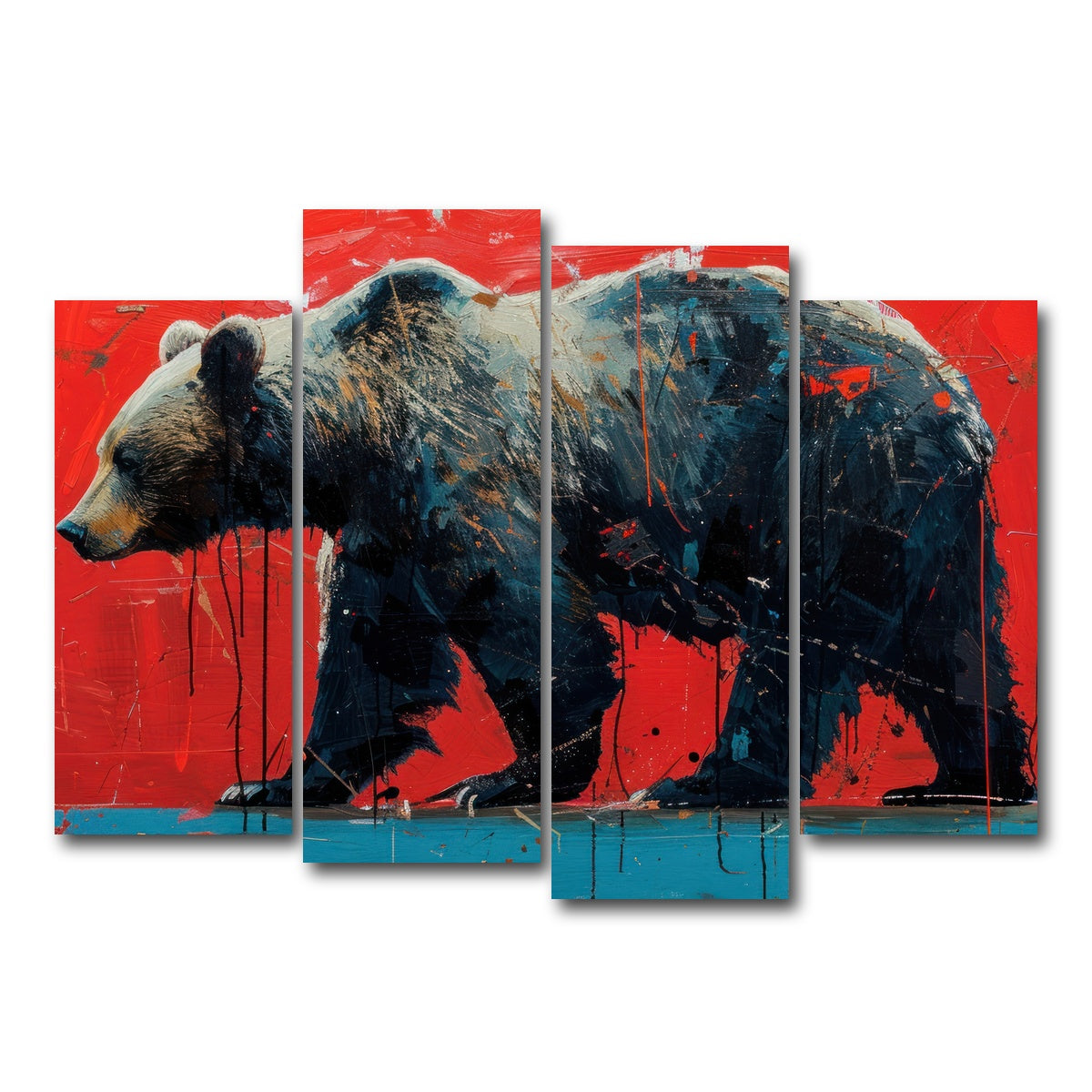 AUTO-MOCKUP WHITE | Majestic grizzly bear painting | 4 Piece | Gallery Wrap Canvas | group=4_normal