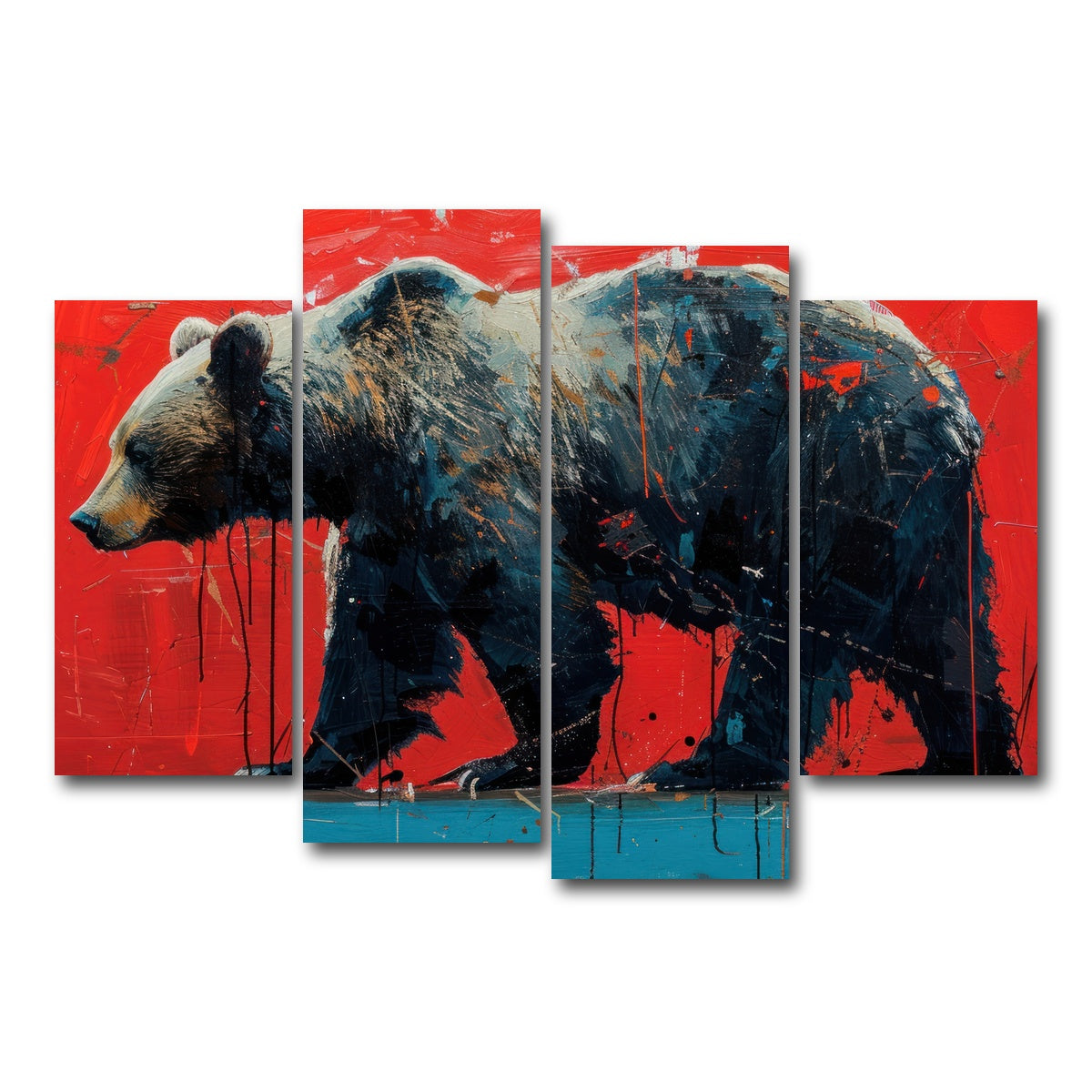 AUTO-MOCKUP WHITE | Majestic grizzly bear painting | 4 Piece | Gallery Wrap Canvas | group=4_short