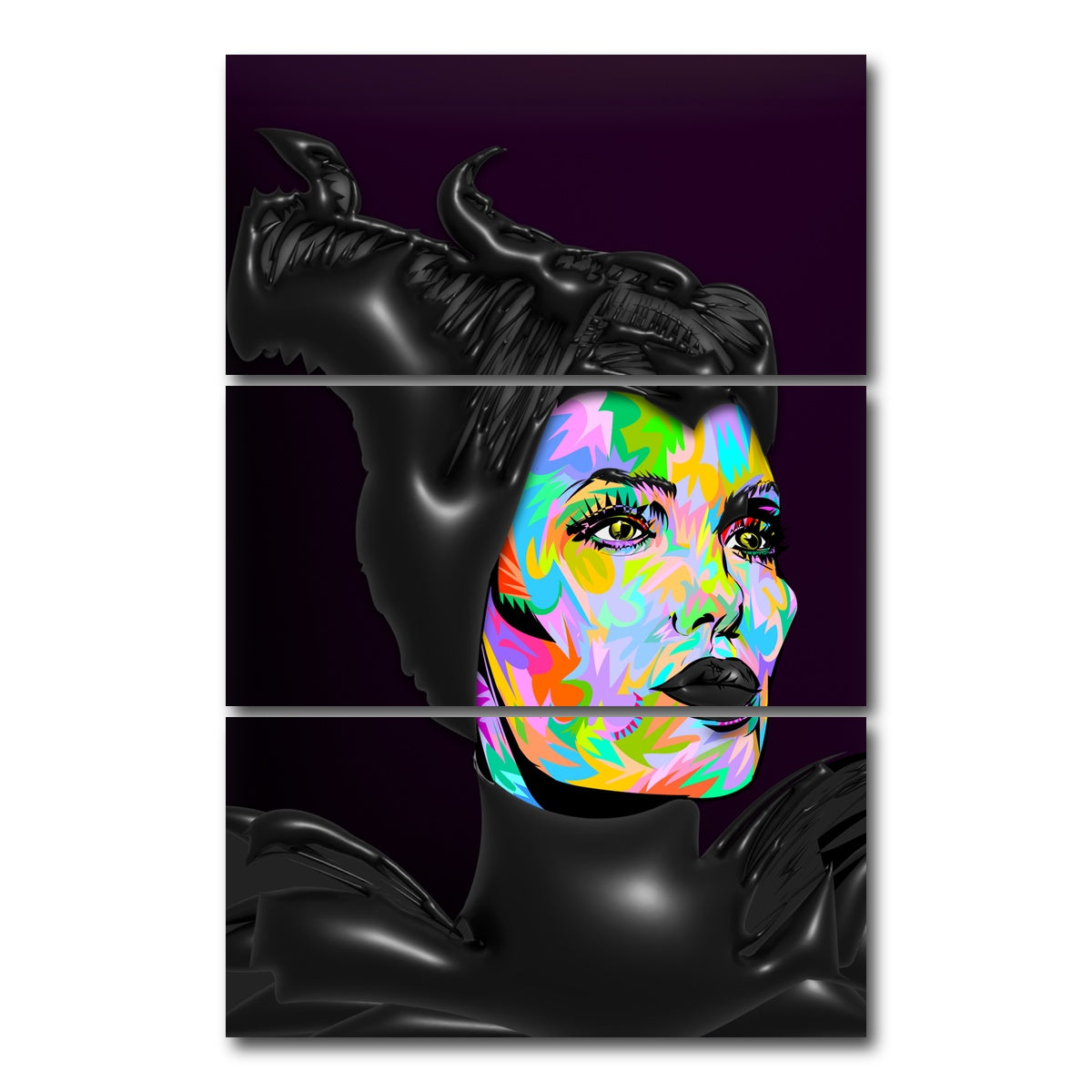 AUTO-MOCKUP WHITE | Maleficent | 3 Piece | Gallery Wrap Canvas | group=12x24_stacked