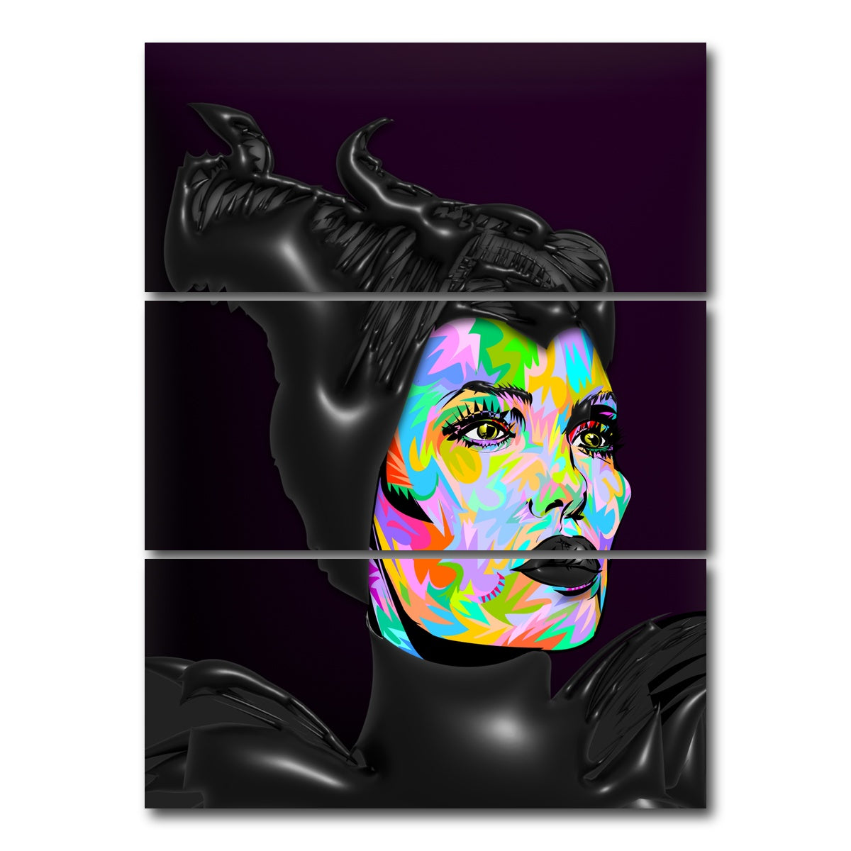 AUTO-MOCKUP WHITE | Maleficent | 3 Piece | Gallery Wrap Canvas | group=8x18_stacked