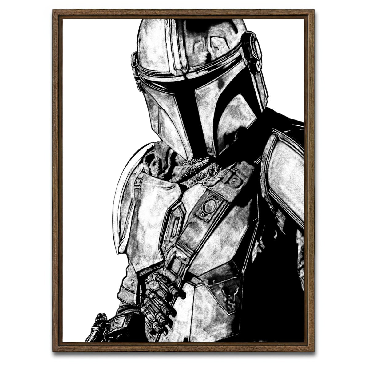 AUTO-MOCKUP WHITE | Mando Grayscale | 1 Piece | Walnut Framed Canvas | group=3x4