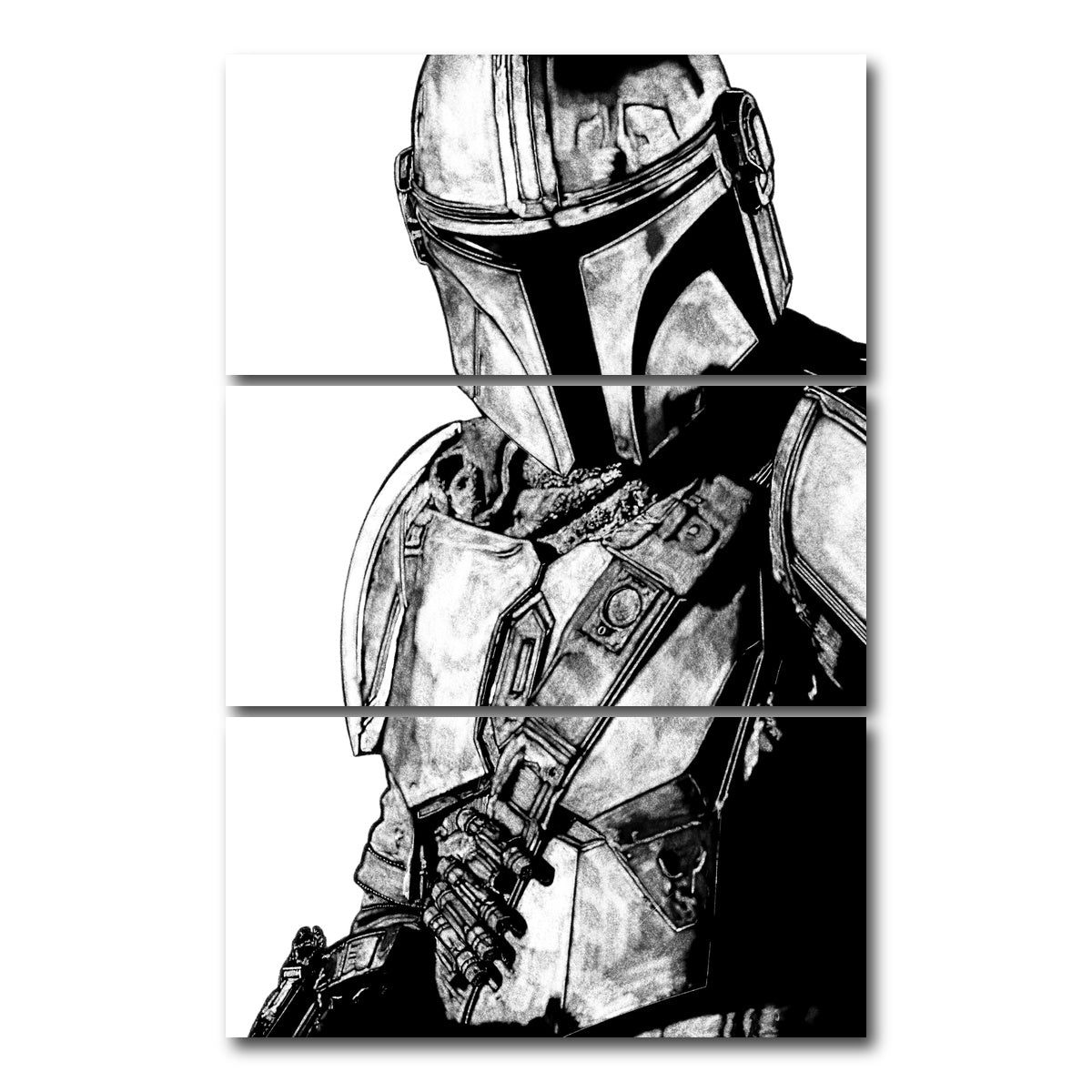 AUTO-MOCKUP WHITE | Mando Grayscale | 3 Piece | Gallery Wrap Canvas | group=12x24_stacked