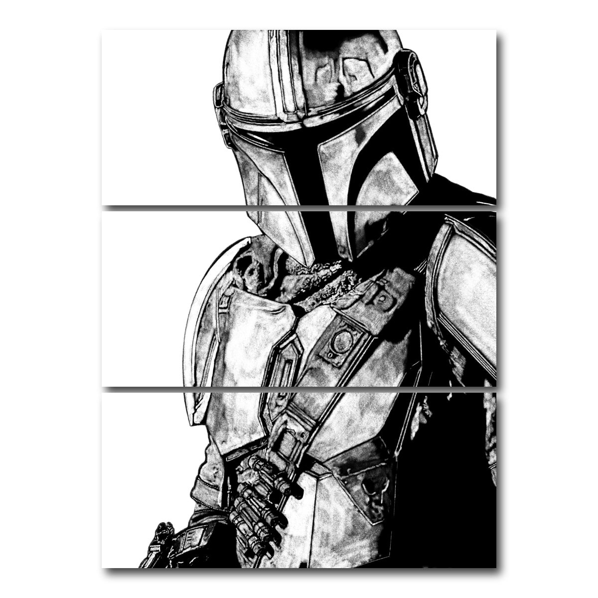 AUTO-MOCKUP WHITE | Mando Grayscale | 3 Piece | Gallery Wrap Canvas | group=8x18_stacked