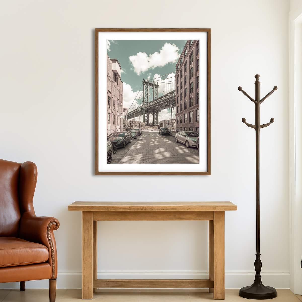 AUTO-MOCKUP ROOM | Manhattan Bridge Urban Vintage Style Wall Art
