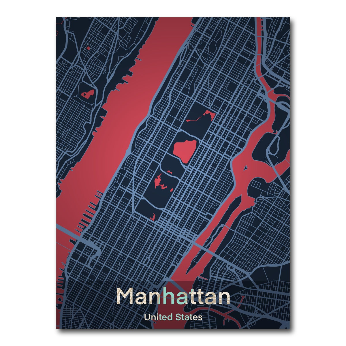 AUTO-MOCKUP WHITE | Manhattan Map | 1 Piece | Gallery Wrap Canvas | group=3x4