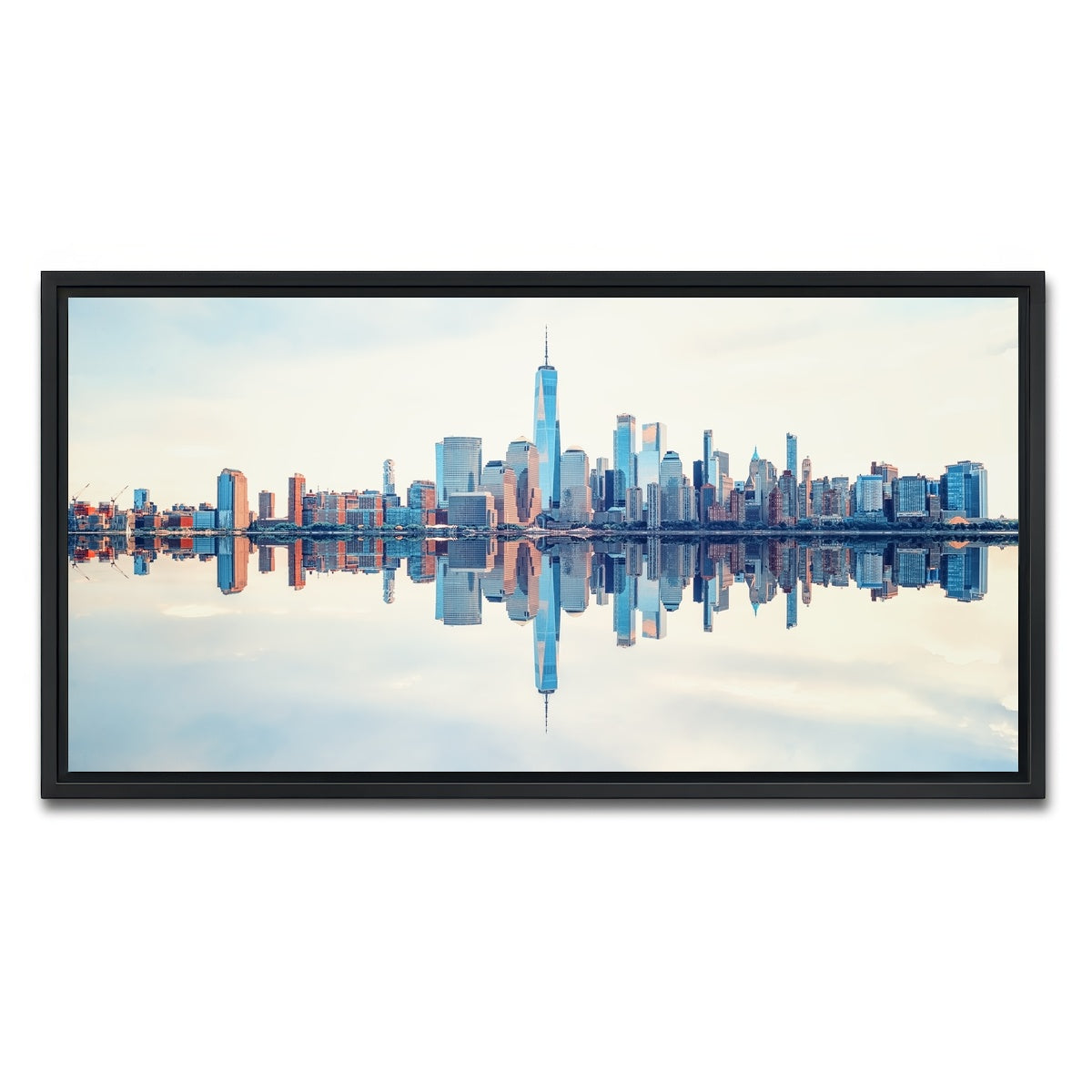 AUTO-MOCKUP WHITE | Manhattan Reflection | 1 Piece | Black Framed Canvas | group=2x1