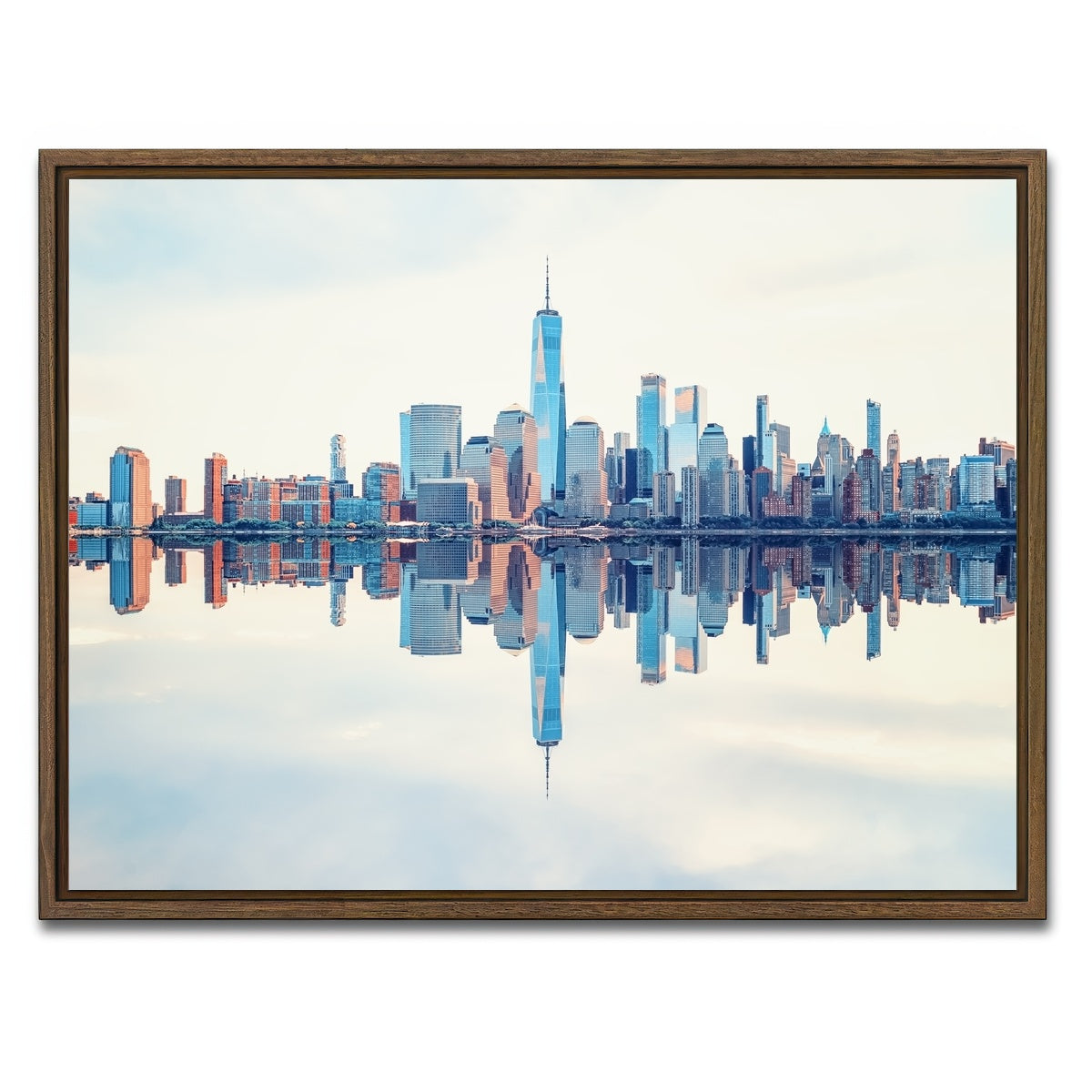 AUTO-MOCKUP WHITE | Manhattan Reflection | 1 Piece | Walnut Framed Canvas | group=4x3