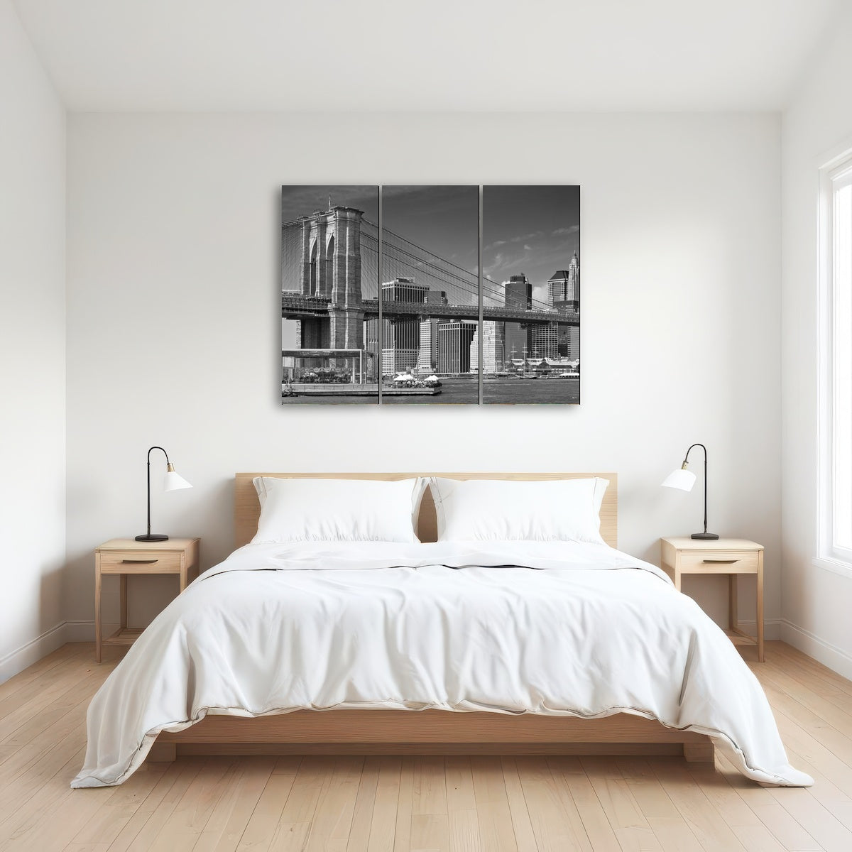 AUTO-MOCKUP ROOM | Manhattan Skyline & Brooklyn Bridge Monochrome