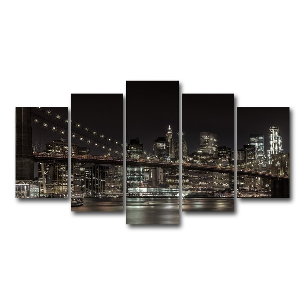 AUTO-MOCKUP WHITE | Manhattan Skyline & Brooklyn Bridge Panorama | 5 Piece | Gallery Wrap Canvas | group=5_normal