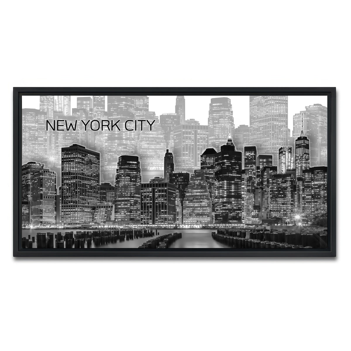 AUTO-MOCKUP WHITE | Manhattan Skyline Graphic Art | 1 Piece | Black Framed Canvas | group=2x1