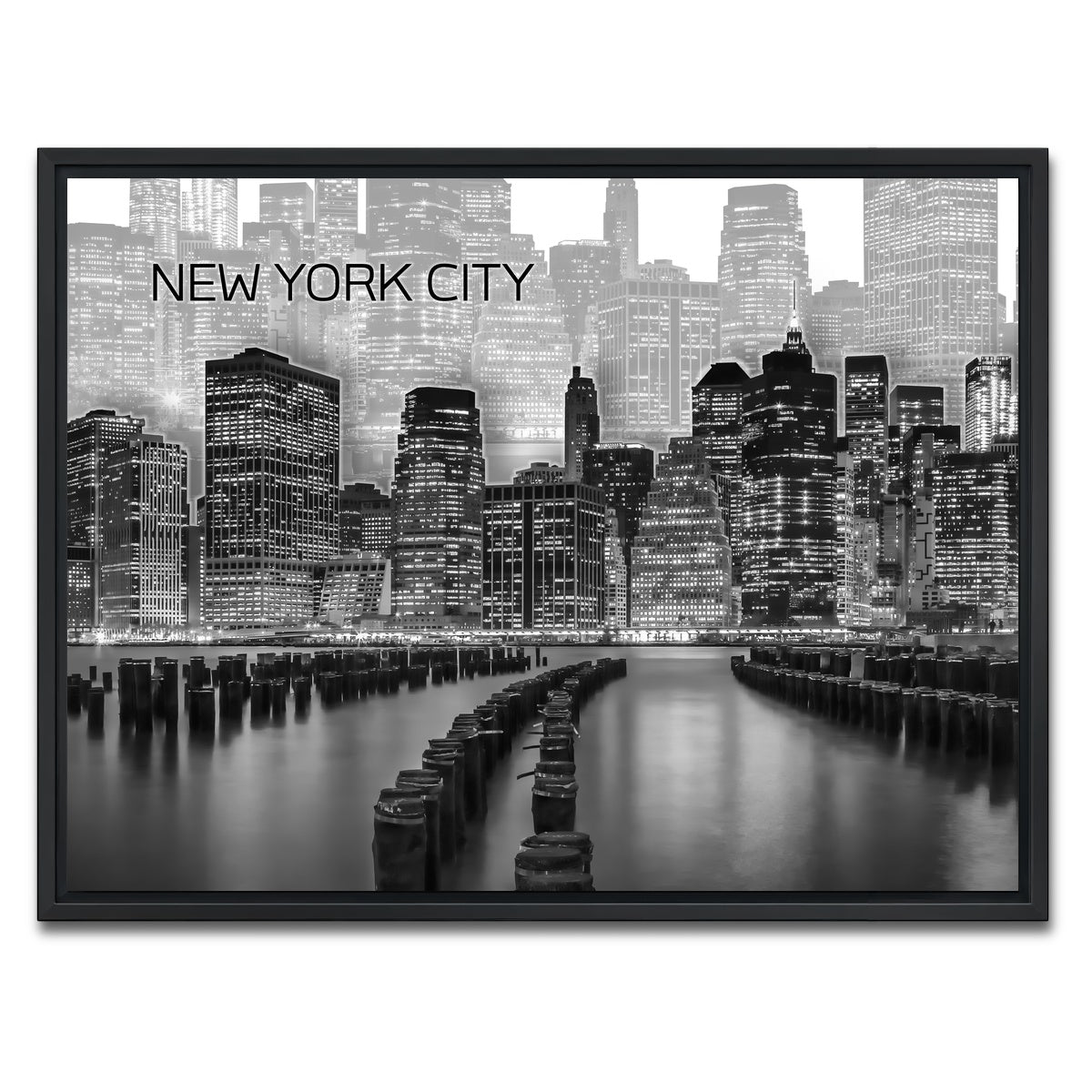 AUTO-MOCKUP WHITE | Manhattan Skyline Graphic Art | 1 Piece | Black Framed Canvas | group=4x3