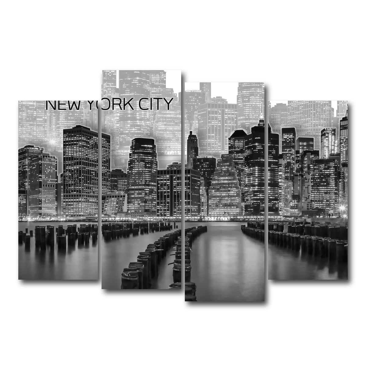 AUTO-MOCKUP WHITE | Manhattan Skyline Graphic Art | 4 Piece | Gallery Wrap Canvas | group=4_normal