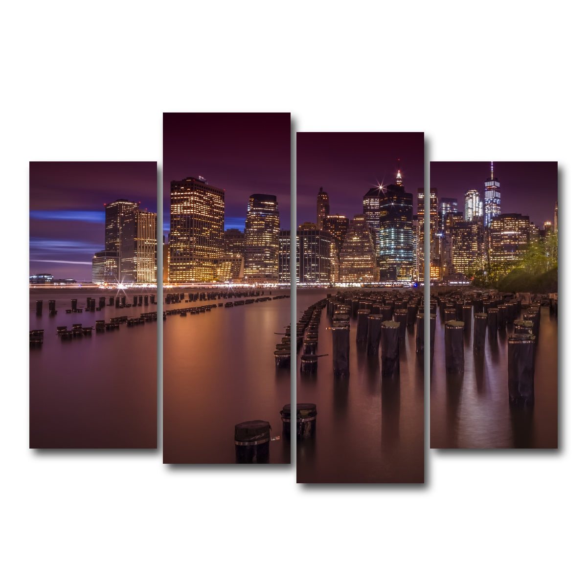 AUTO-MOCKUP WHITE | Manhattan Skyline at Sunset | 4 Piece | Gallery Wrap Canvas | group=4_normal