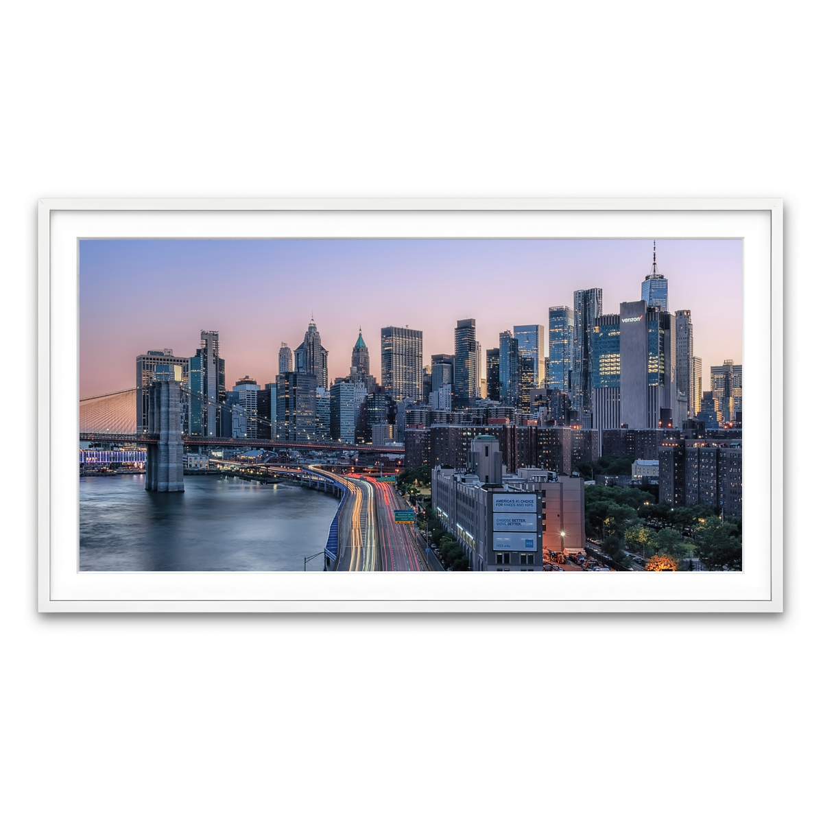 Framed Print 2x1 White