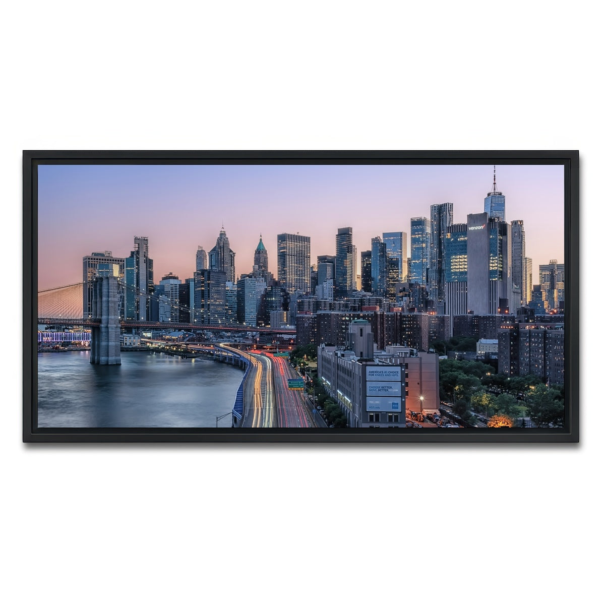 AUTO-MOCKUP WHITE | Manhattan Sunset | 1 Piece | Black Framed Canvas | group=2x1