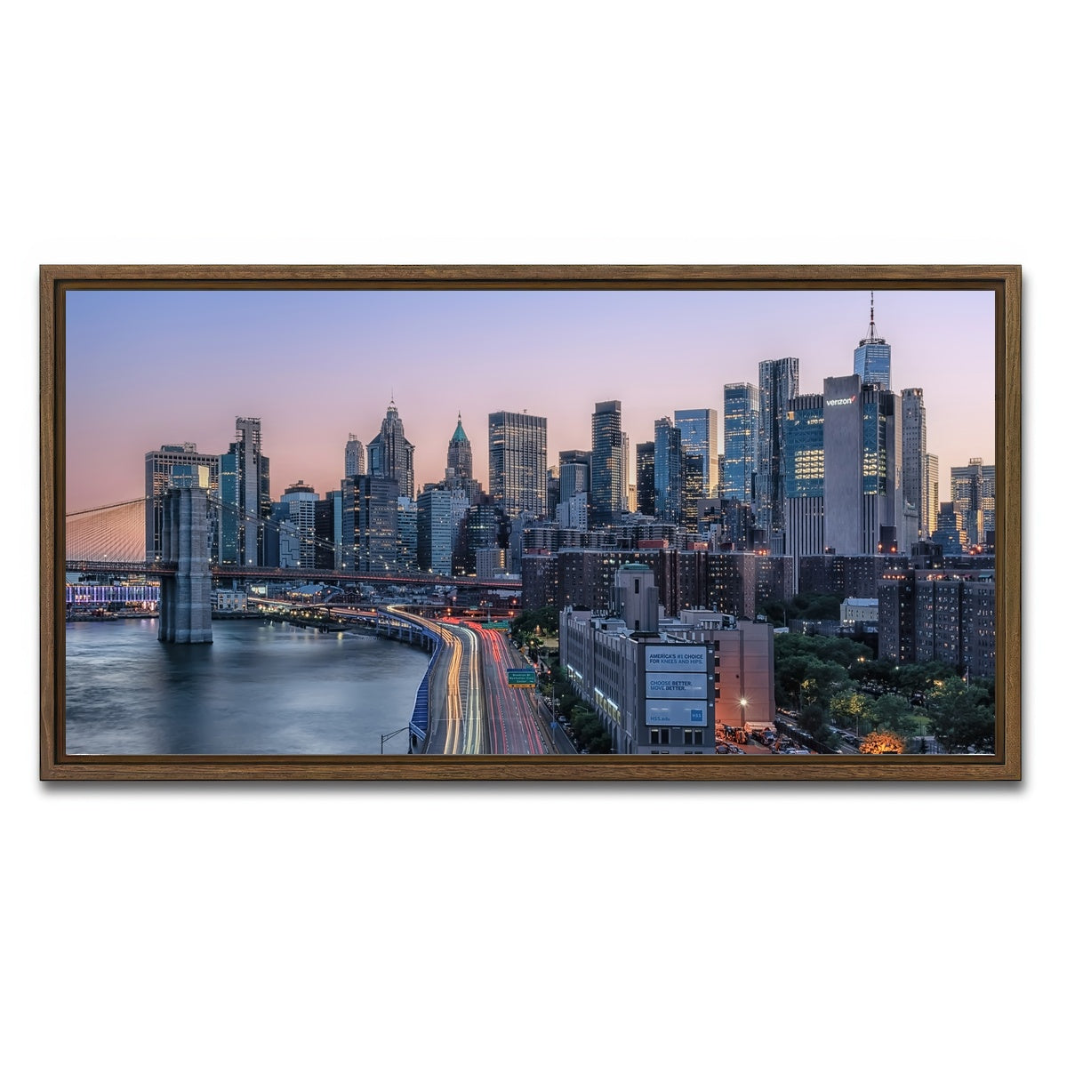 AUTO-MOCKUP WHITE | Manhattan Sunset | 1 Piece | Walnut Framed Canvas | group=2x1