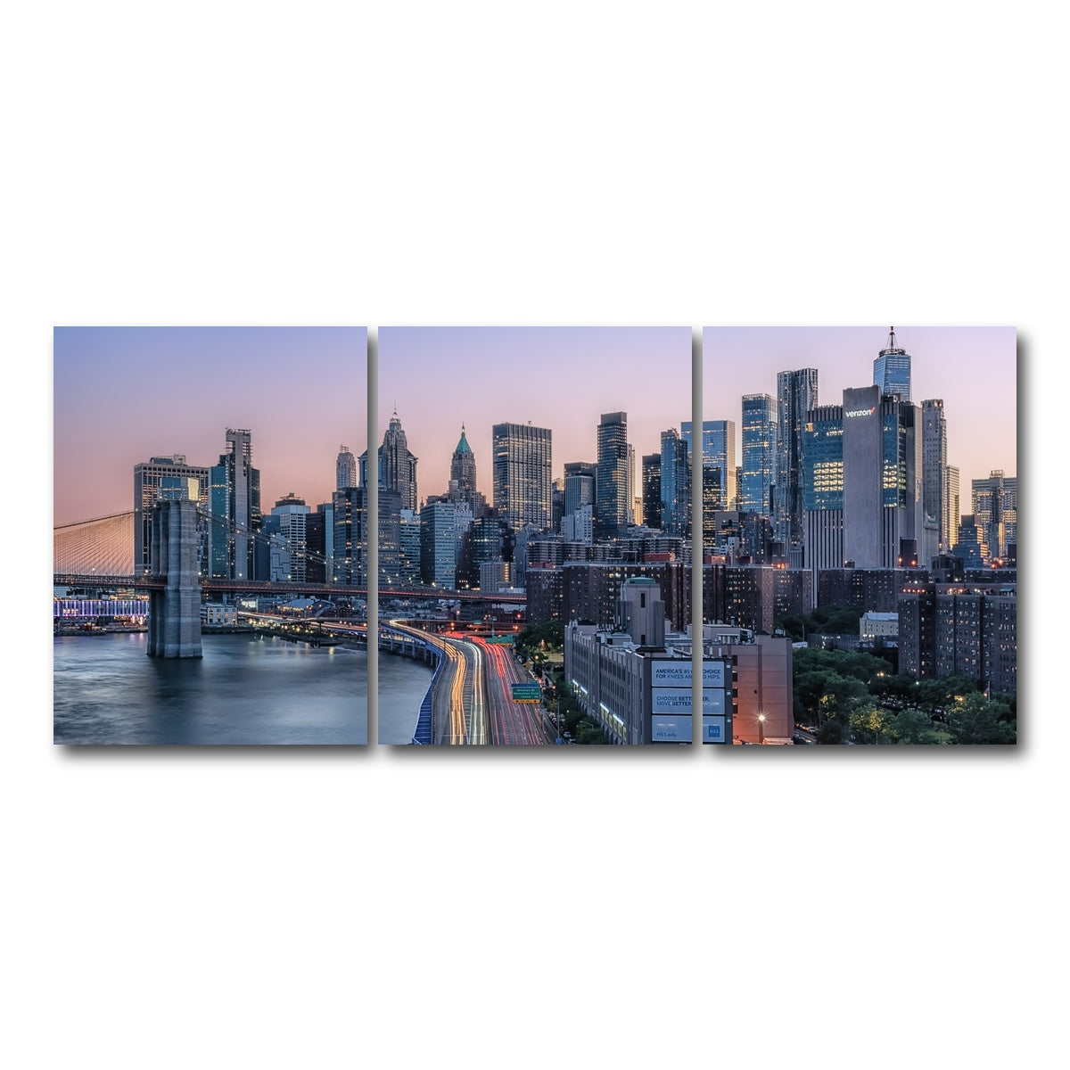 AUTO-MOCKUP WHITE | Manhattan Sunset | 3 Piece | Gallery Wrap Canvas | group=18x24