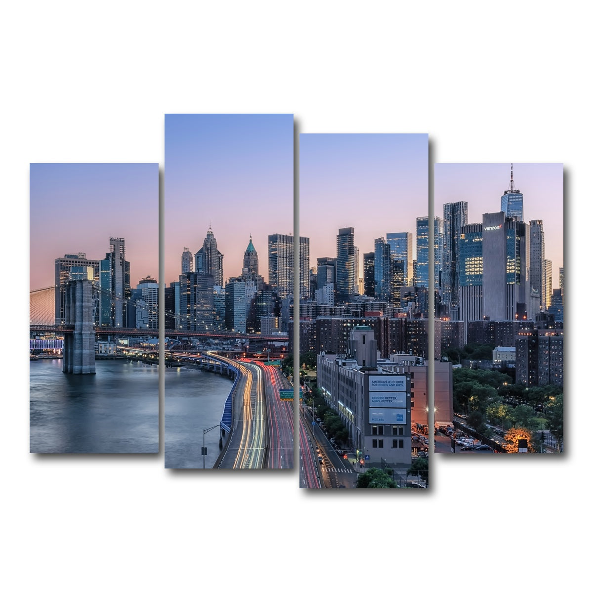 AUTO-MOCKUP WHITE | Manhattan Sunset | 4 Piece | Gallery Wrap Canvas | group=4_normal