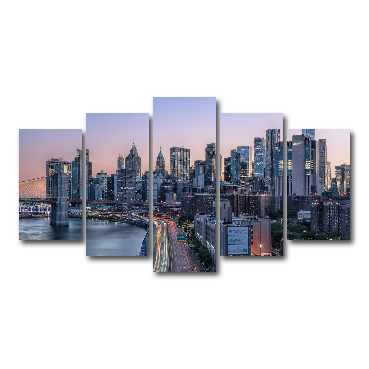 AUTO-MOCKUP WHITE | Manhattan Sunset | 5 Piece | Gallery Wrap Canvas | group=5_normal