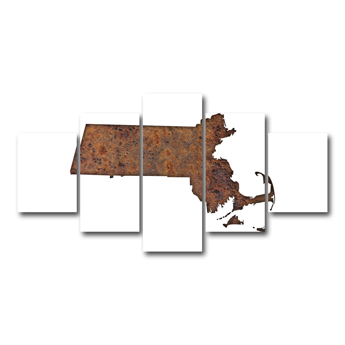 AUTO-MOCKUP WHITE | Map of Massachusetts | 5 Piece | Gallery Wrap Canvas | group=5_short