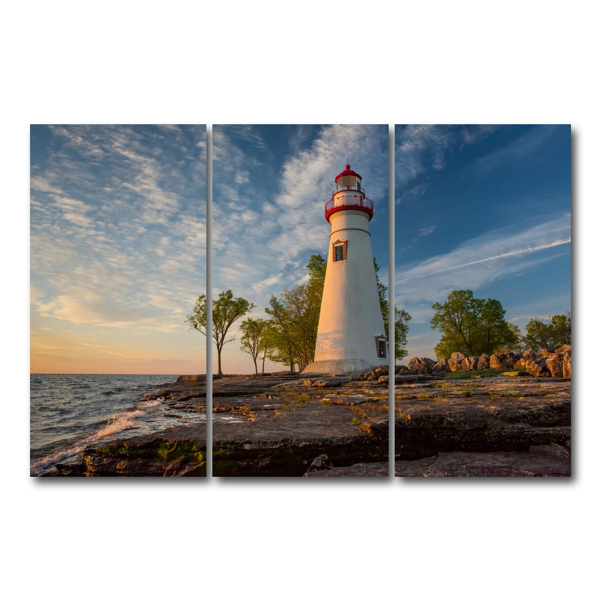 AUTO-MOCKUP WHITE | Marblehead Lighthouse | 3 Piece | Gallery Wrap Canvas | group=12x24